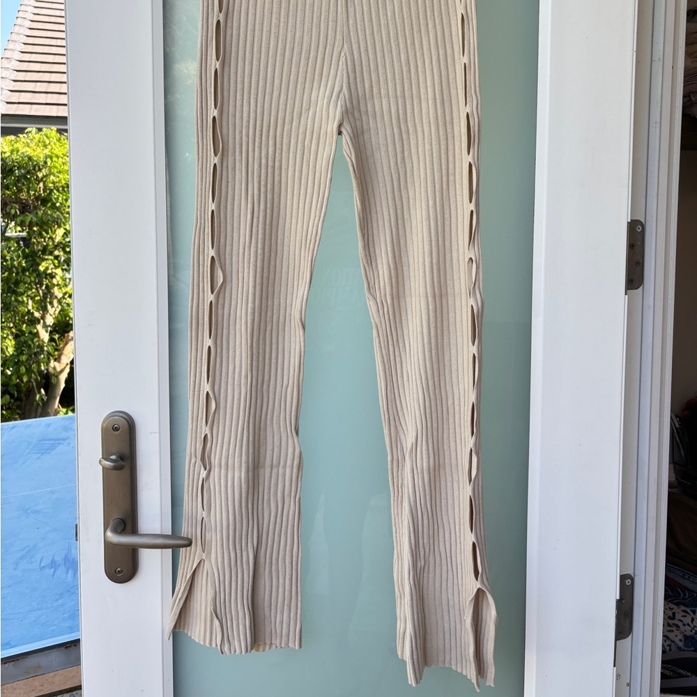 Fashion Nova Light Beige Knit Pants
